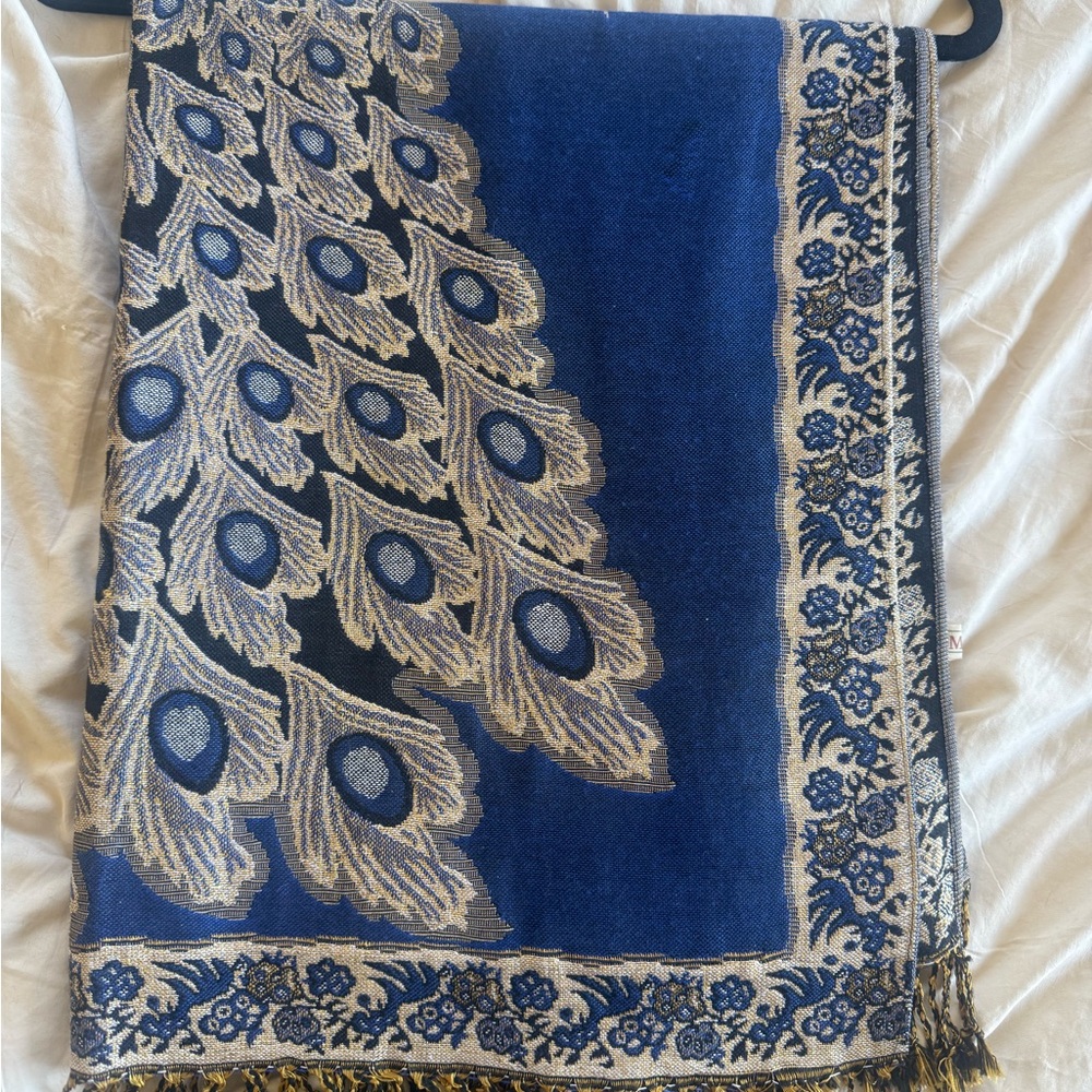 Blue and Gold Moroccan Scarf
